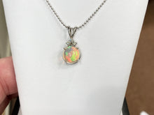 Load image into Gallery viewer, Opal And Diamond White Gold Pendant With Chain