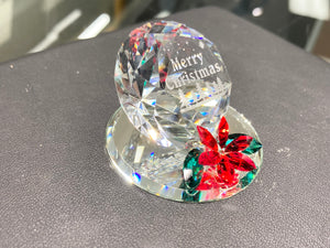 Merry Christmas Diamond With Poinsettia Crystal