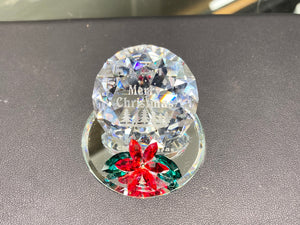 Merry Christmas Diamond With Poinsettia Crystal
