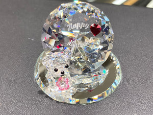Happy Birthday Teddy With Diamond Crystal Figurine