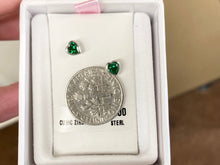 Load image into Gallery viewer, Silver Baby Earrings Heart Shaped Green Cubic Zirconia