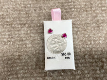 Load image into Gallery viewer, Silver Heart Shaped Red Cubic Zirconia Baby Earrings