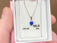 Load image into Gallery viewer, Blue Cubic Zirconia Silver Heart Children&#39;s Pendant