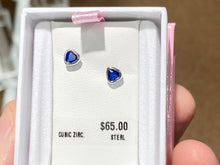Load image into Gallery viewer, Silver Blue Heart Shaped Baby Earrings