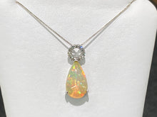 Load image into Gallery viewer, Ethiopian Opal And Diamond Pendant With Chain