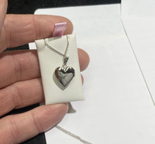 Load image into Gallery viewer, Heart Locket Sterling Silver Mother Of Pearl Rope Chain Engravable