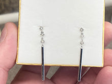 Load image into Gallery viewer, Silver Diamond Dangle Earrings