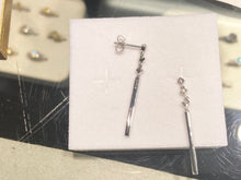 Load image into Gallery viewer, Silver Diamond Dangle Earrings