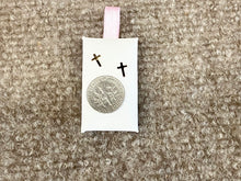 Load image into Gallery viewer, Children&#39;s Cross Earrings Gold Filled With 14 K Gold Threaded Posts