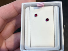 Load image into Gallery viewer, Synthetic Garnet Silver Baby Earrings