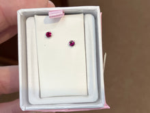 Load image into Gallery viewer, Synthetic Garnet Silver Baby Earrings