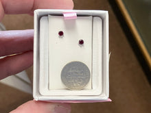 Load image into Gallery viewer, Synthetic Garnet Silver Baby Earrings
