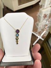 Load image into Gallery viewer, Multi Colored Stone Gold Pendant With Chain