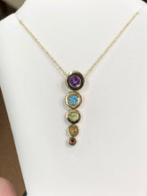 Load image into Gallery viewer, Multi Colored Stone Gold Pendant With Chain