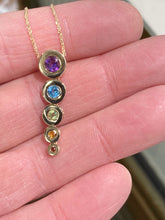Load image into Gallery viewer, Multi Colored Stone Gold Pendant With Chain