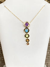 Load image into Gallery viewer, Multi Colored Stone Gold Pendant With Chain