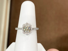 Load image into Gallery viewer, Diamond Halo Engagement Ring 14 K White Gold 0.64 Carats