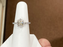 Load image into Gallery viewer, Diamond Halo Engagement Ring 14 K White Gold 0.64 Carats