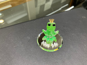 Kiss Me Frog Glass Figurine