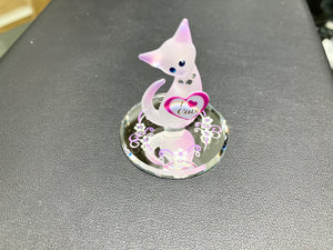 I Love Cats Glass Figurine
