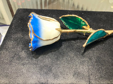 Load image into Gallery viewer, Blue And White Gold Plated Rose