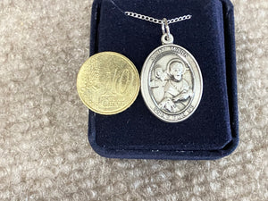 Saint Mark Silver Pendant With 24 Inch Silver Curb Chain Religious