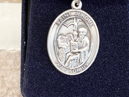 Saint Jerome Silver Pendant And Chain