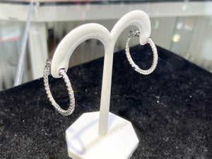 White Gold Inside Outside Diamond Hoop Earrings 0.90 Carats
