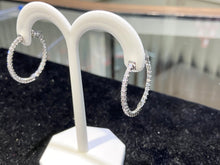Load image into Gallery viewer, White Gold Inside Outside Diamond Hoop Earrings 0.90 Carats