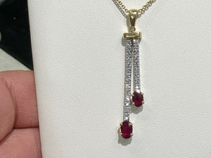 Natural Ruby And Diamond Gold Pendant