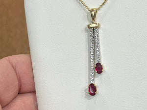 Natural Ruby And Diamond Gold Pendant