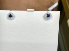 Load image into Gallery viewer, Natural Sapphire And Diamond White Gold Earrings