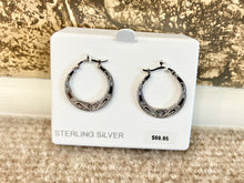 Load image into Gallery viewer, Sterling Silver Engraved Hoop Earrings