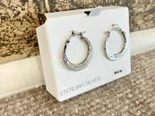 Load image into Gallery viewer, Sterling Silver Engraved Hoop Earrings