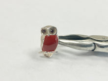 Load image into Gallery viewer, Owl Enameled Silver Bead