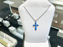 Load image into Gallery viewer, Sterling Silver Blue Enamel Cross Pendant