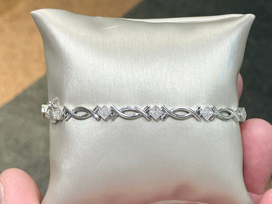 Sterling Silver Diamond Bracelet 0.22 Carats