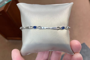 Sapphire And Diamond Silver Bracelet