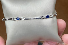 Load image into Gallery viewer, Sapphire And Diamond Silver Bracelet
