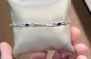 Sapphire And Diamond Silver Bracelet