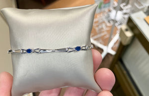 Sapphire And Diamond Silver Bracelet