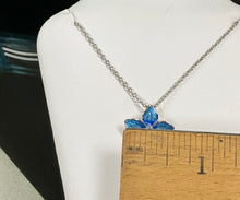 Load image into Gallery viewer, Blue Flower Silver White Sapphire Adjustable Necklace