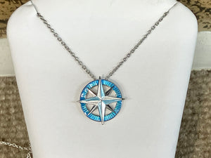 Silver Compass Adjustable Necklace