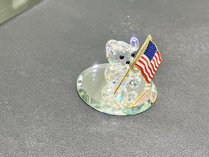 Patriotic Teddy Crystal Figurine