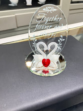 Load image into Gallery viewer, Swans With Heart Together Forever And Always Glass Figurine