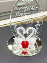 Load image into Gallery viewer, Swans With Heart Together Forever And Always Glass Figurine