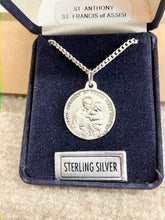 Load image into Gallery viewer, Saint Anthony And Saint Francis Silver Pendant And Chain