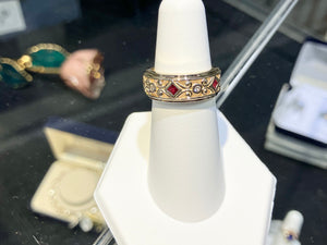 Ruby And Diamond Wide Gold Ring
