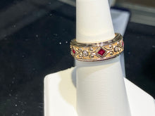 Load image into Gallery viewer, Ruby And Diamond Wide Gold Ring