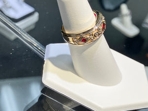 Ruby And Diamond Wide Gold Ring